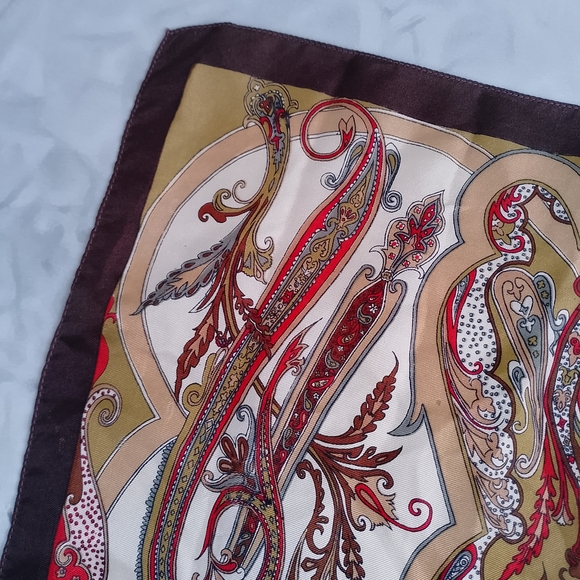 Vintage Liberty of London Paisley Silk Scarf Blue & Multicolor 23” x 23” - Picture 9 of 9